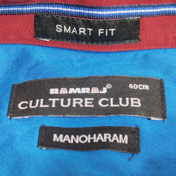 Ramraj India M Culture Club Manoharam Men's Blue Button-Up Shirt - Picture 5 of 6